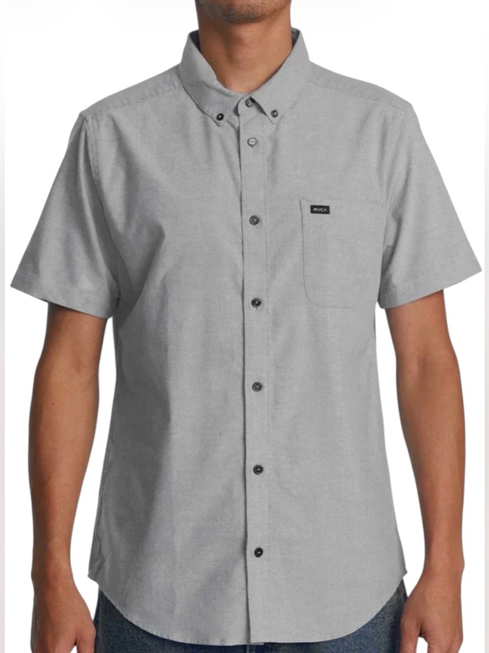 RVCA Gray Casual Button Down Shirt,Size M